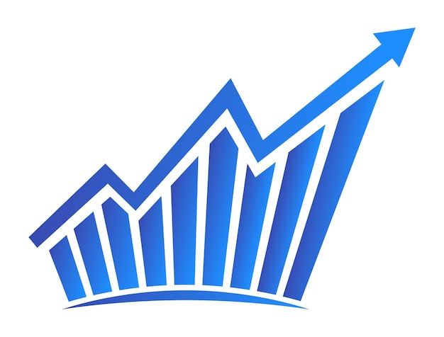 Logo del grafico con rapporto di aumento diagramma con progresso di aumento e guadagno vettore