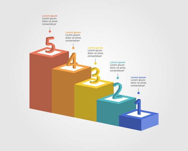 Vector graph template level number for infographic for presentation for 5 element