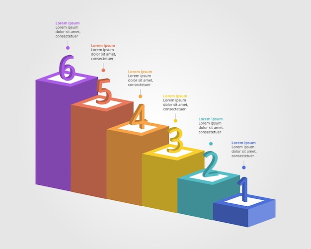 Vector graph template level number for infographic for presentation for 6 element