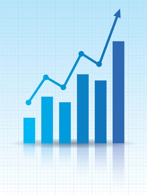 Grafico con freccia e rapporto di aumento diagramma con il progresso del successo dell'aumento illustrazione vettoriale