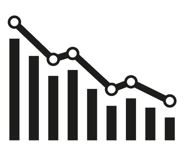 Graph with decrease report Diagram with recession and bankruptcy progress Business and finance vector illustration