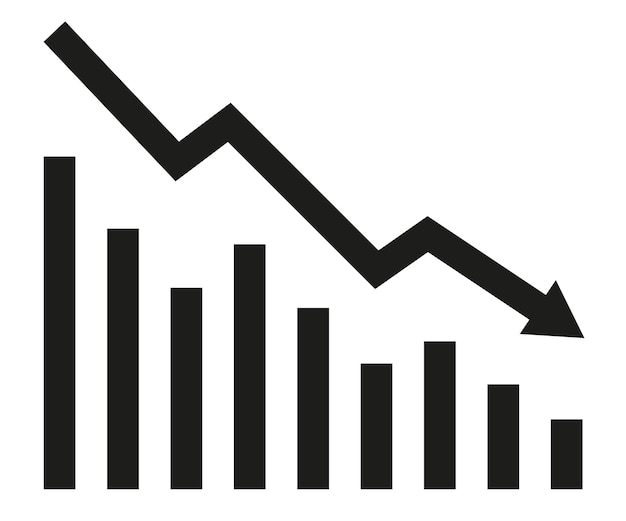 Grafico con rapporto di diminuzione diagramma con andamento di recessione e fallimento