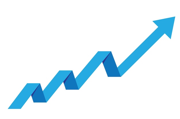 Vector graph with increase report diagram with rise and gain progress vector illustration