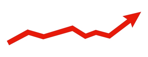 Graph with Trend Line Rising Up in Flat Style Vector Illustration