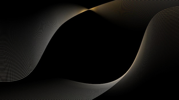 Graphic abstract background banner with blended waves in black colour