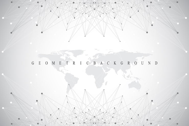 Vector graphic abstract background communication. big data complex. perspective backdrop of depth. minimal array with compounds lines and dots. digital data visualization. big data vector illustration.