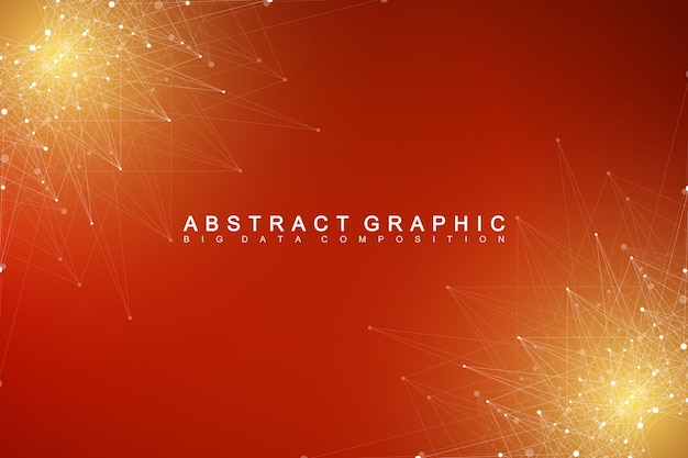 Graphic abstract background communication Big data complex Perspective backdrop of depth Minimal array with compounds lines and dots Digital data visualization Big data vector illustration