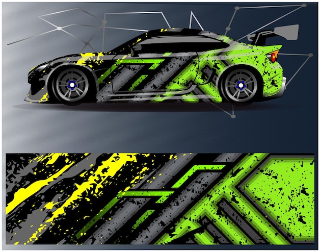 Graphic abstract racing background designs for vehicle rally race adventure and car racing Livery