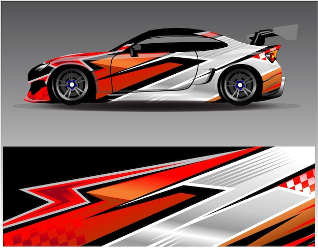 車両ラリーレースの冒険とカーレースのためのグラフィックの抽象的なストライプレーシングの背景デザイン