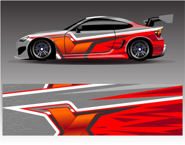 車両ラリーレースの冒険とカーレースのためのグラフィックの抽象的なストライプレーシングの背景デザイン
