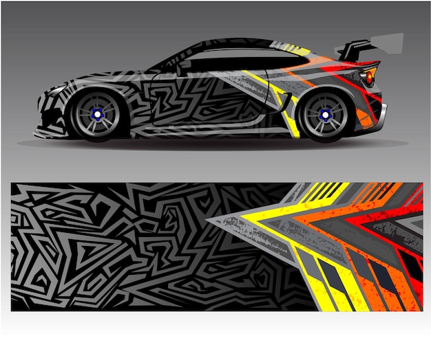 Graphic abstract stripe racing background designs for vehicle rally race and car racing livery