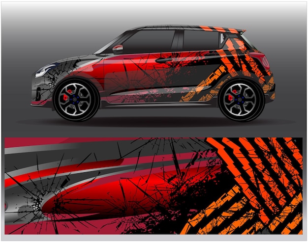 ラップ車両レースカーナスカーカーラリーのためのグラフィック抽象ストライプレーシング背景キットデザイン
