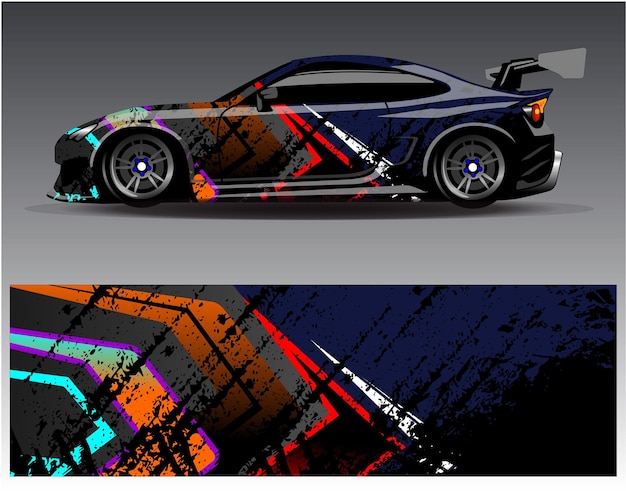 Disegni del kit di sfondo da corsa con strisce astratte grafiche per l'avventura di rally di auto da corsa di veicoli avvolgenti