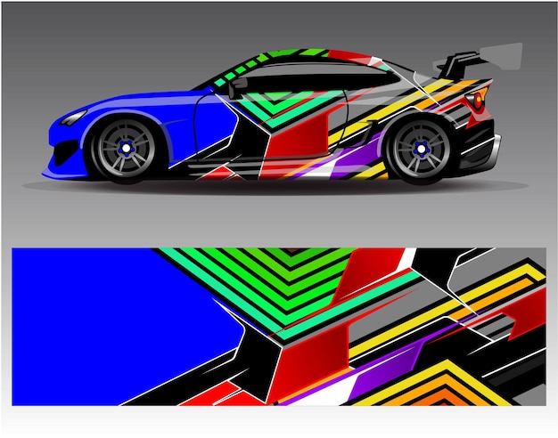 ラップ車両レースカーラリーアドベンチャーのためのグラフィック抽象ストライプレーシング背景キットデザイン