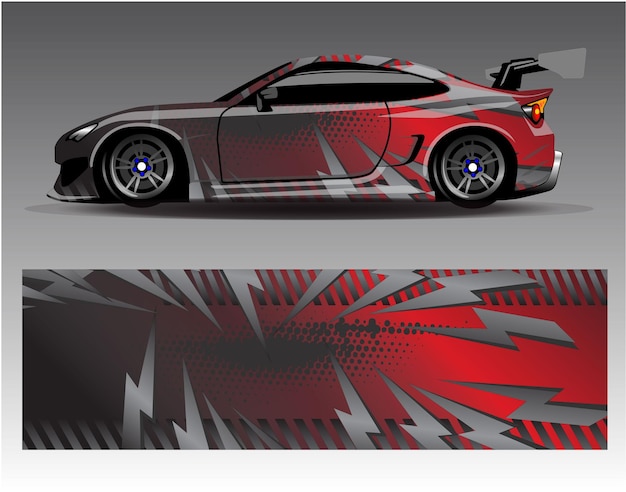 Disegni del kit di sfondo da corsa con strisce astratte grafiche per l'avventura di rally di auto da corsa di veicoli avvolgenti