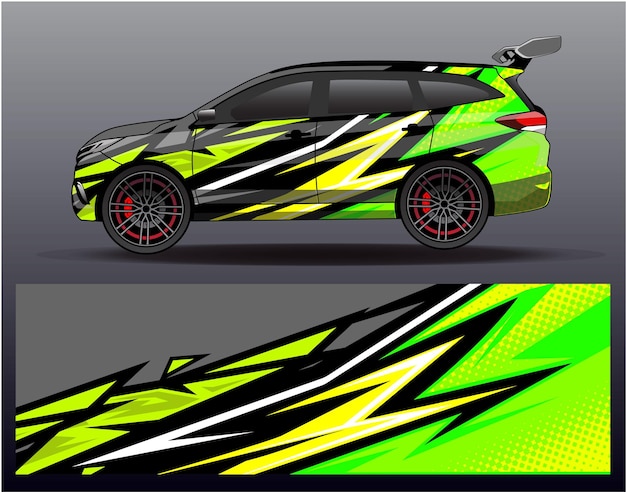 Disegni del kit di sfondo da corsa con strisce astratte grafiche per l'avventura di rally di auto da corsa di veicoli avvolgenti