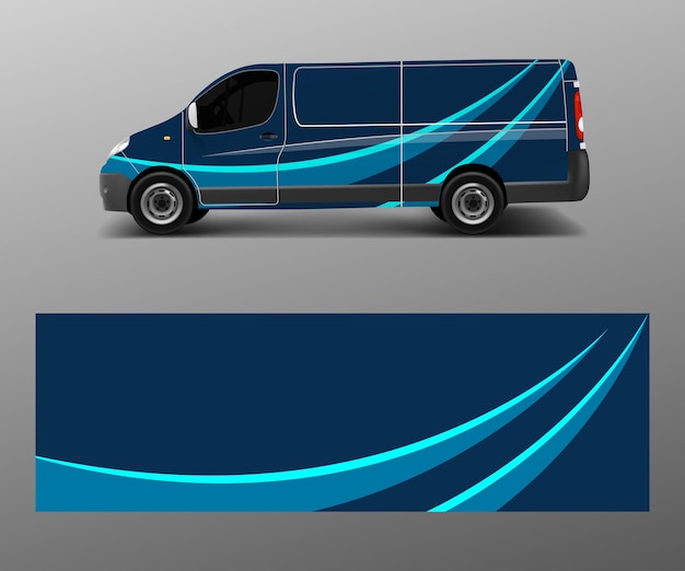 Disegni d'onda astratti grafici per il marchio dell'auto da corsa del veicolo avvolgente pick up truck e cargo van car wrap design vector