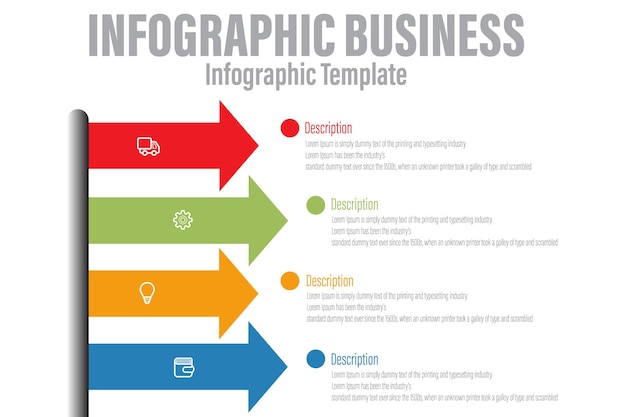 A graphic of arrows that are labeled infographics