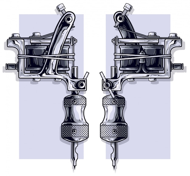 Vettore set di macchine grafiche in metallo bianco e nero