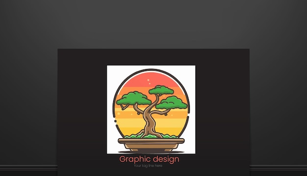 Vector graphic bonsai tree icon logo