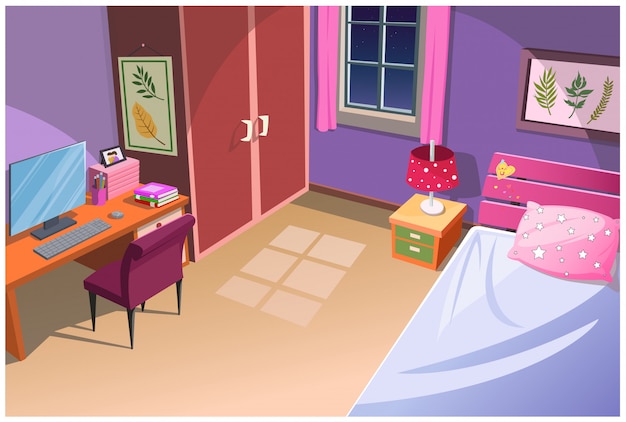 Graphic of cartoon bedroom.