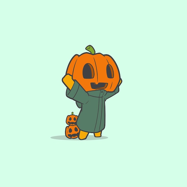 Vector graphic character pumpkin head feeling happy