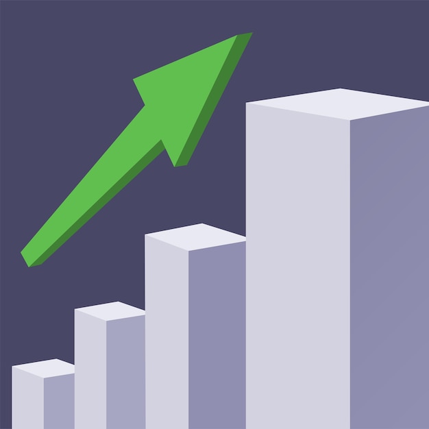 Vector graphic chart of financial growth and progress with an arrow