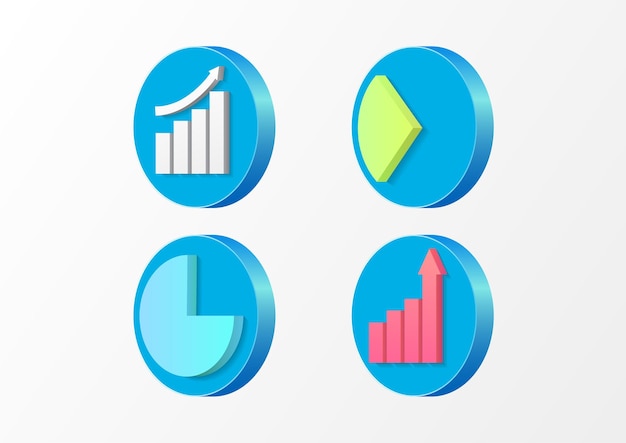 Graphic or chart icon set 3d style business icon