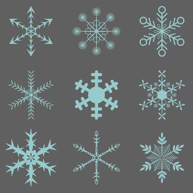 Графическая коллекция снежинок векторного дизайна