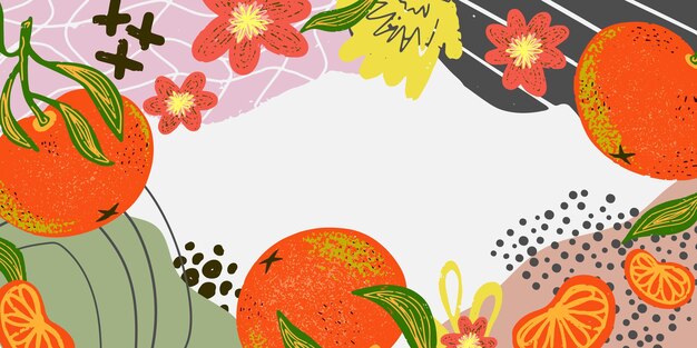 Graphic colored autumn floral pattern For design print wallpaper paper textiles Vector overlapping seamless pattern