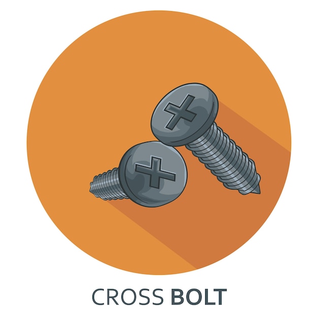 Vector a graphic of a cross bolt with a shadow on the bottom