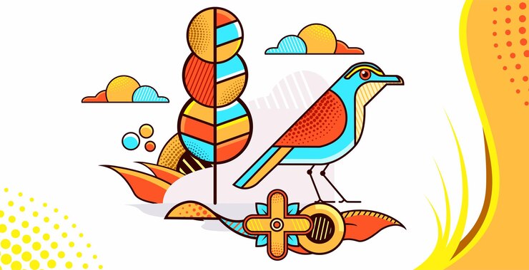 वेक्टर graphic design of a bird with a flat style natural ornament