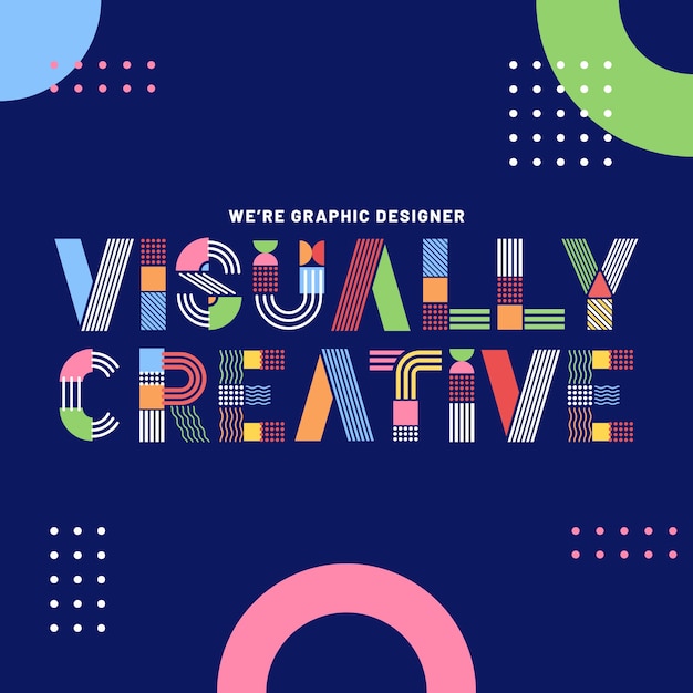 Vector graphic design colourful geometrical lettering