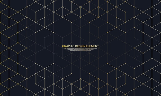 Vector the graphic design elements with isometric shape golden blocks vector illustration of abstract geometric background