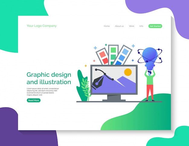 Vector graphic design and illustration landing page