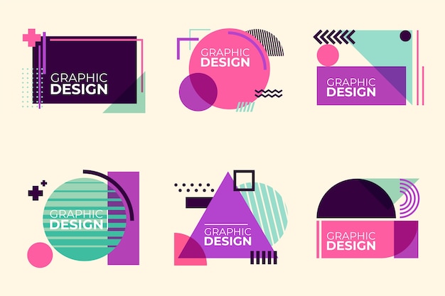 Graphic design labels in geometric style
