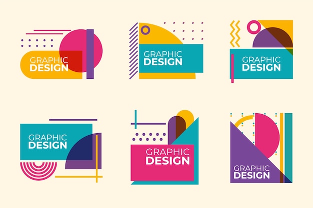 Graphic design labels in geometric style