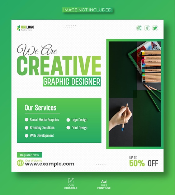 Vector graphic design service of corporate business sociale media en instagram post template