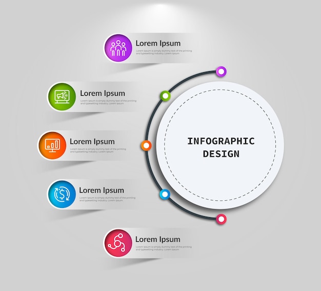 A graphic design with circles and the word infographics