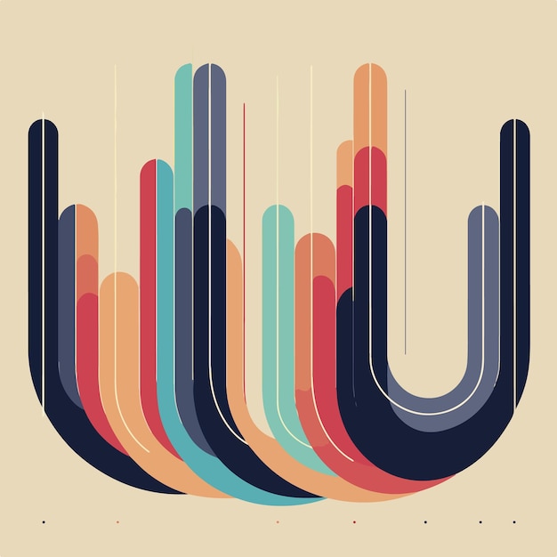 A graphic design with rows of colored lines
