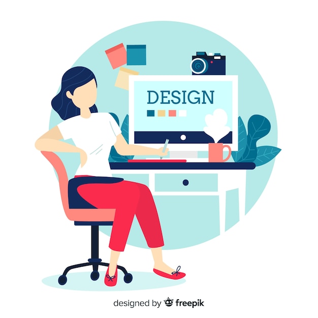 Vector graphic design workplace illustration