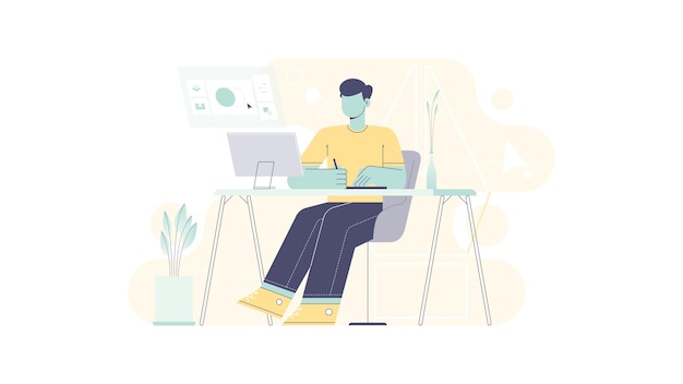 Graphic designer concept flat illustration