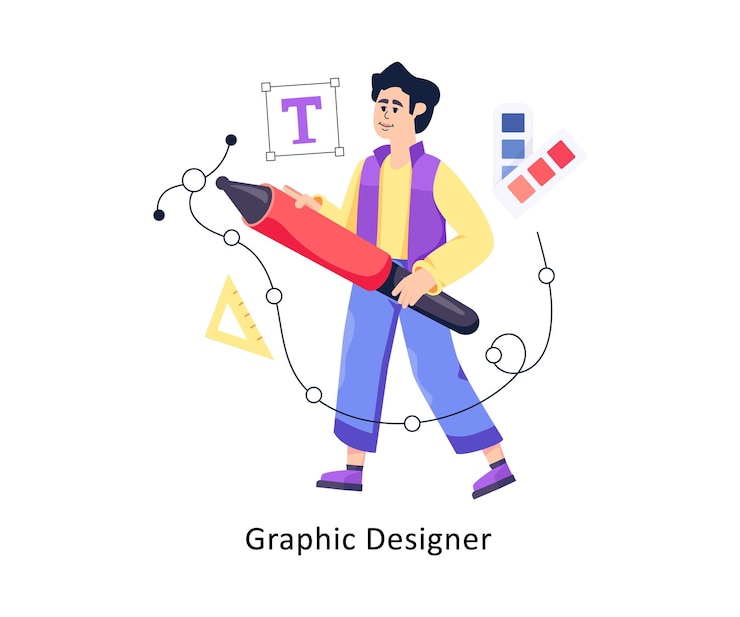 Vector graphic designer flat style design vector stock illustrations