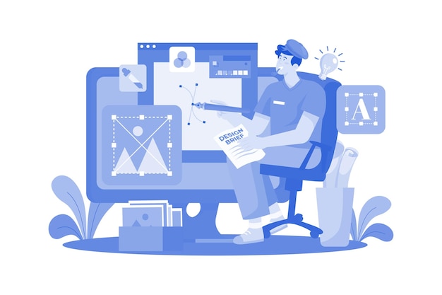 graphic designer illustration concept on white background