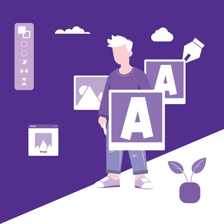 Vector graphic designer at work