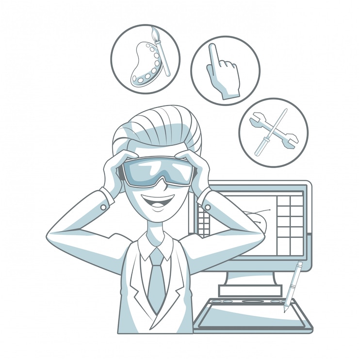 Vector graphic designer working