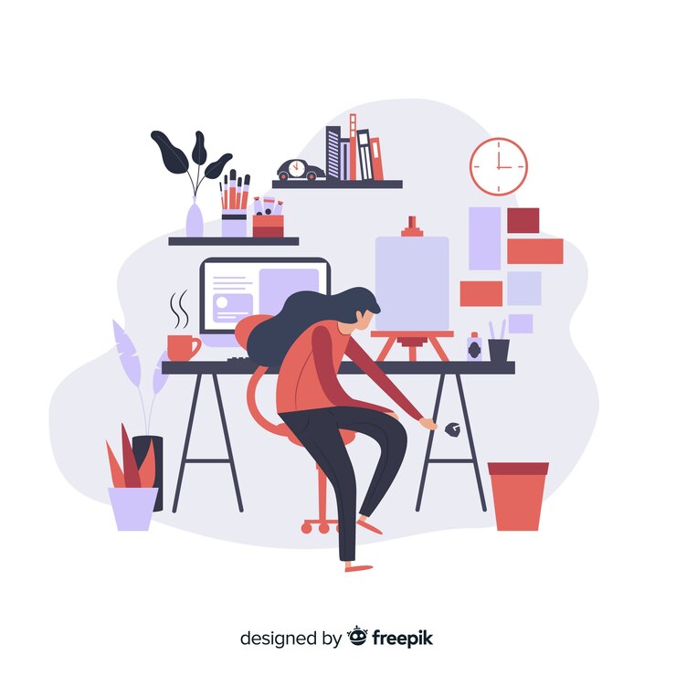 Vector graphic designer workplace