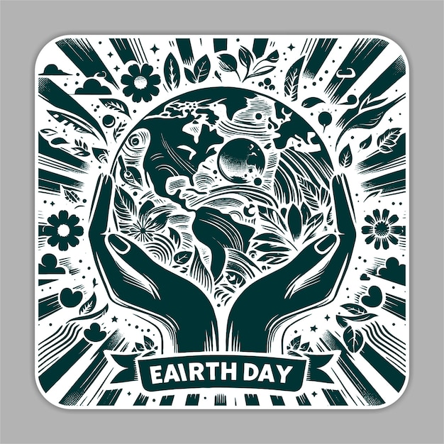 Vector a graphic of a earth day day with a graphic of a woman holding a child