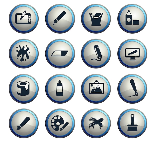 Иконки инструментов графического редактора для веб-дизайна и дизайна пользовательского интерфейса