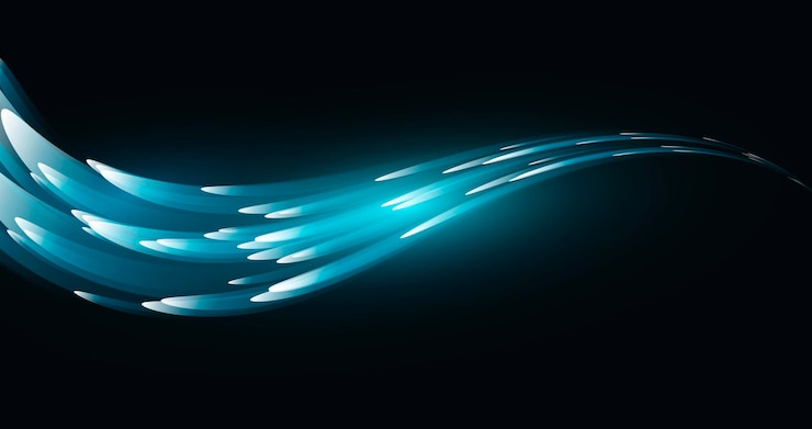 Vector graphic element on dark backdrop bright shiny blue feather tail abstract composition fantasy book